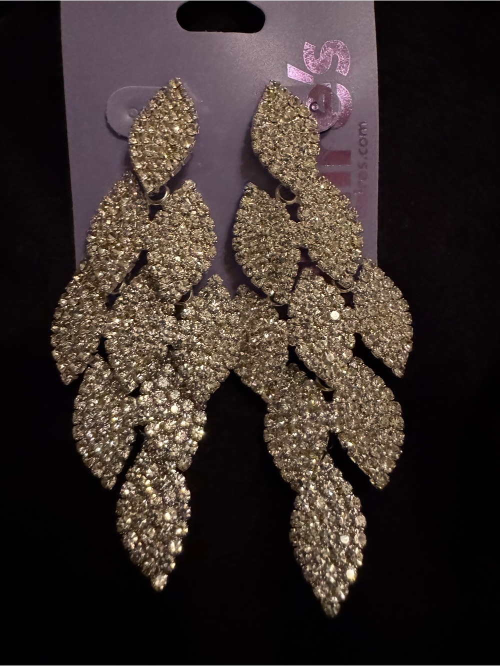 Sparkling Silver Leaf Drop Earrings - Women Jewelry